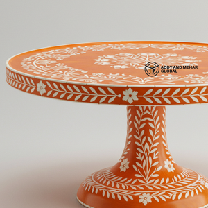 Support à gâteau rond en os incrusté fait à la main pour anniversaire/anniversaire de mariage, élégante assiette de service pour desserts et réceptions - Product Image 5