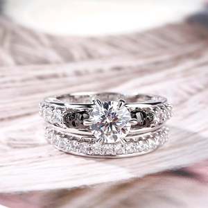 Jeulia Two Tone Sterling Silver <b>Skull</b> <b>Ring</b> Set for Party - Product Image 5