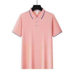 Polo informal a rayas para hombre, mezcla de algodón clásica, manga corta, diseño personalizado, bordado de logotipo, camiseta Polo de moda cómoda - Product Image 3