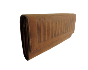 Luxe femmes en cuir véritable longue conception portefeuille RFID PVC doublure fermeture éclair main embrayage Logo motif argent porte-carte sac à main - Product Image 2