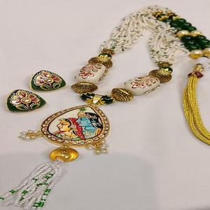 Beautiful Janmashtami Special Radha Krishna With Tamble Tanjore Long <b>Necklace</b> Set High Quality <b>Necklace</b> With <b>Earrings</b> - Product Image 2
