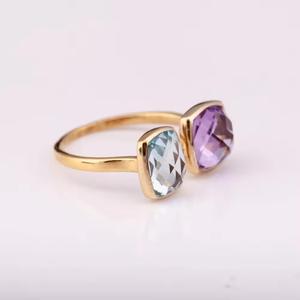 Bague 2024 Prime Grade Best Design avec diamant améthyste en topaze bleue naturelle en argent 925 et plaqué rhodium en or 14 carats pour la fête - Product Image 5