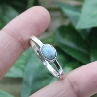 Bague en argent Sterling 925 Larimar bleu naturel ~ bijoux faits à la main ~ pierre naturelle ~ cadeau de bague Larimar bleu pour elle