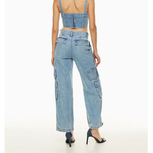 Pantalones vaqueros rectos de mezclilla de cintura alta para mujer, pantalones vaqueros rectos de cintura alta para mujer, pantalones vaqueros holgados elásticos a la moda para mujer - Product Image 5