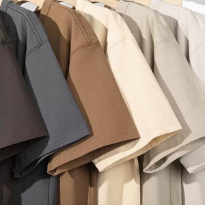 Camiseta de verano con medio cuello para hombre, camisa básica de manga corta, Top holgado de Color sólido sencillo, ropa de talla grande, tela de punto con logotipo frontal - Product Image 2