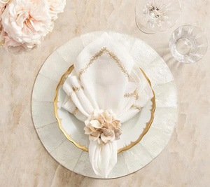 Exquisito Salvamanteles Redondo de Nácar Natural Hecho a Mano, Mosaico Decorativo para Mesa, Decoración de Comedor para Bodas Personalizada, Venta al por Mayor OEM ODM - Product Image 3