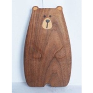 Bear Chopping Board Handmade Rectangle Shaped Wooden with Natural <b>Rope</b> Hanging Option Customised for Home Hotel Restaurant - Product Image 1