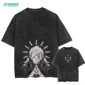 T-shirt décontracté pour homme en coton 100% - Coupe régulière - Col rond - Style streetwear vintage - Lavage délavé - Écologique - Respirant - Séchage rapide - Anti-plis - Product Image 5