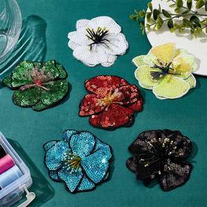 Parches de Cuentas de Primera Calidad con Cuentas de Vidrio Brillantes, Apliques Bordados para Uso en Moda de Alta Gama, Disponibles para Venta al por Mayor - Product Image 3