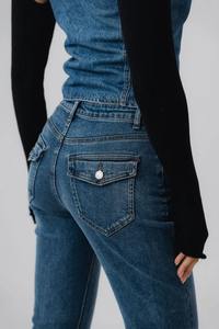 Pantalones vaqueros informales de alta calidad con logotipo personalizado, ropa de calle de invierno, pantalones vaqueros con botones 2025 - Product Image 2