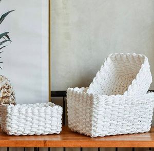 Best Selling Set of 3 <b>Rattan</b> <b>Storage</b> Baskets Rectangle Shape New Design Green Finished Perfect For Kitchenware Home Food <b>Storage</b> - Product Image 4