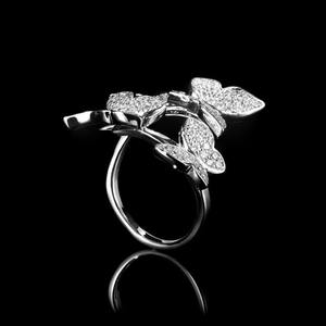 Moissanite diamant papillon déclaration anneau étincelant réglable bijoux de mode pour les femmes 925 plaqué argent sterling - Product Image 3