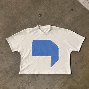 Boxy Hip Hop 300-GSM Drop Graphic Camisetas de peso pesado Lujo en blanco Algodón pesado Ropa de calle personalizada Camisetas DTG recortadas de gran tamaño - Product Image 6