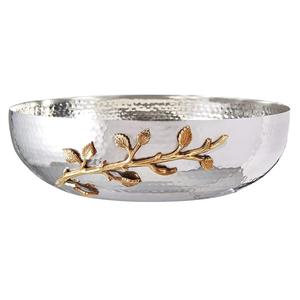 Bol à salade en or martelé en métal poli international pour une utilisation en fête Design moderne - Product Image 1