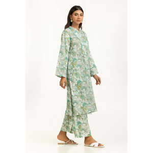 ชุดลำลองสำหรับผู้หญิง IUSTTS-1100 รุ่นสปริง/ซัมเมอร์ ชุดเซ็ต 2 ชิ้น เสื้อและกางเกงขาสั้นผ้าเครปและชีฟอง พิมพ์ลายผ้าลอน - Product Image 1