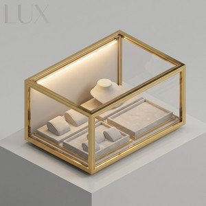 ตู้โชว์เครื่องประดับสแตนเลสสองสีคุณภาพสูง LUX ดีไซน์ทันสมัยหรูหรา ตู้โชว์เครื่องประดับสั่งทำพิเศษ ออกแบบ 3 มิติ สำหรับร้านค้าหรู - Product Image 1
