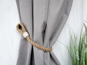 Jute Rope Curtain <b>Tieback</b> with White Cotton Accent Handmade Nautical Style curtain holdback - Product Image 4