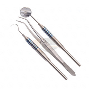 Dental Examination <b>Instrument</b> Set 3 Pieces Basic Diagnostic Includes <b>Mouth</b> Mirror Explorer Tweezer Oral Health Tools Stainless - Product Image 6