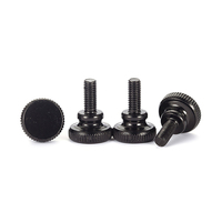 Vis à molette moletée noires, rondes, plates, à tête haute, en acier au carbone DIN 464, à pas manuel, M3-M16, Grade A2 A4, à fente, pour bouton de commande de machine