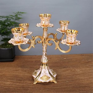 Metal Rose <b>Gold</b> Candle <b>Holder</b> with Enamel Design Heat Resistant & Durable Luxurious Home Decor for Easter 2k25 New Arrival - Product Image 3