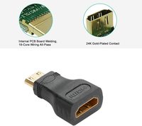 Adaptateur Mini HDMI 5 pièces léger pour projecteur 3D 4K, tablette et ordinateur portable, avec adaptateur HDMI femelle vers Mini HDMI mâle plaqué or