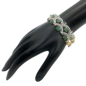Women's Romantic 10.24 TCW FG VVS Natural Rosecut Diamond Emerald Beaded Wedding <b>Bangle</b> 18K <b>Gold</b> with Latest Design - Product Image 6