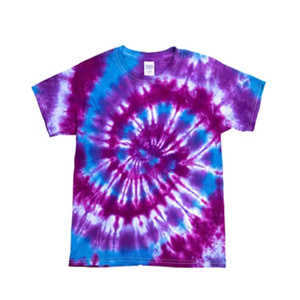 Camiseta de Manga Corta Tie Dye para Hombre, Cuello Redondo, Corte Regular, 100% Algodón Tejido, Estilo Casual, Patrón Azul Morado - Product Image 1