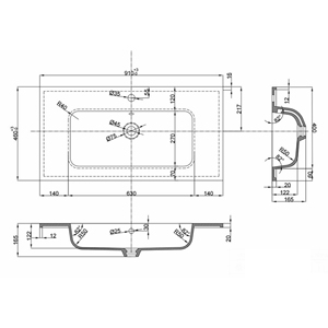 Lavello da incasso in marmo bianco opaco 91x46 cm composizione armadi da bagno confezione 1 - Product Image 6