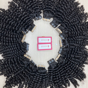 100% alta calidad 100g cinta sin enredos sin derramamiento al por mayor extensiones de cabello humano crudo rizado estilo ondulado profundo - Product Image 4