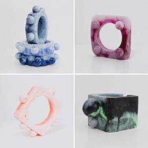 Porte-rond de serviette carré en papier marbré de table moderne Porte-anneau en tissu de couleur noire en marbre massif Porte-serviettes fini - Product Image 6