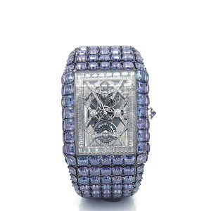 นาฬิกาเพชรโมอิสทำมือหมุนกระจกหมุนอัตโนมัติหน้าปัดกระจกหน้าต่างแบบแอนะล็อกสไตล์ฮิปฮอป - Product Image 2