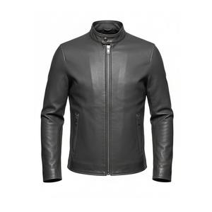Mens Premium <b>Burgundy</b> Lambskin <b>Leather</b> Cafe Racer <b>Jacket</b> Slim Fit Modern Biker Fashion Zip-Up Outerwear Front Logo Breathable - Product Image 4