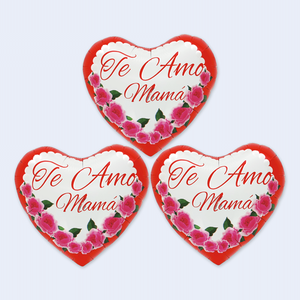 Globos de Corazón Te Amo Mamá, 25 cm, 3 Piezas, Decoraciones para Fiestas - Product Image 1