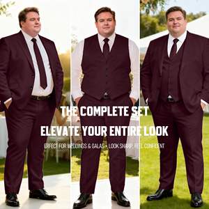 Nuevo Traje de Negocios de 3 Piezas de Color Único y Moderno para Adultos, Blazer Cruzado con Pantalones para Bodas y Eventos Sociales - Product Image 5