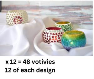 Wholesale Beeswax Blue Green Mosaic Pattern <b>Tealight</b> Votive Candle Holders Highly <b>Scented</b> Handmade Christmas Table Centerpiece - Product Image 5