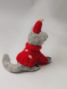 ขนแกะทำด้วยมือรู้สึกว่าเป็นของประดับรูปหนูคริสต์มาส100% นิวซีแลนด์ปรับแต่งความสูงได้ตกแต่งสัตว์จากเนปาล - Product Image 3