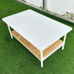 Minimilist Convertible <b>Sofa</b> <b>Table</b> Rubber Wood with Iron Frame 100x60x43cm Living Room Furniture Set of 2 - Product Image 5