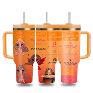 Nouvel arrivage – Faible MOQ – Logo personnalisé – <span class=keywords><strong>Carafe</strong></span> isotherme sous vide 40oz Karol G Designer pour boissons chaudes et froides avec boîte cadeau - Product Image 4