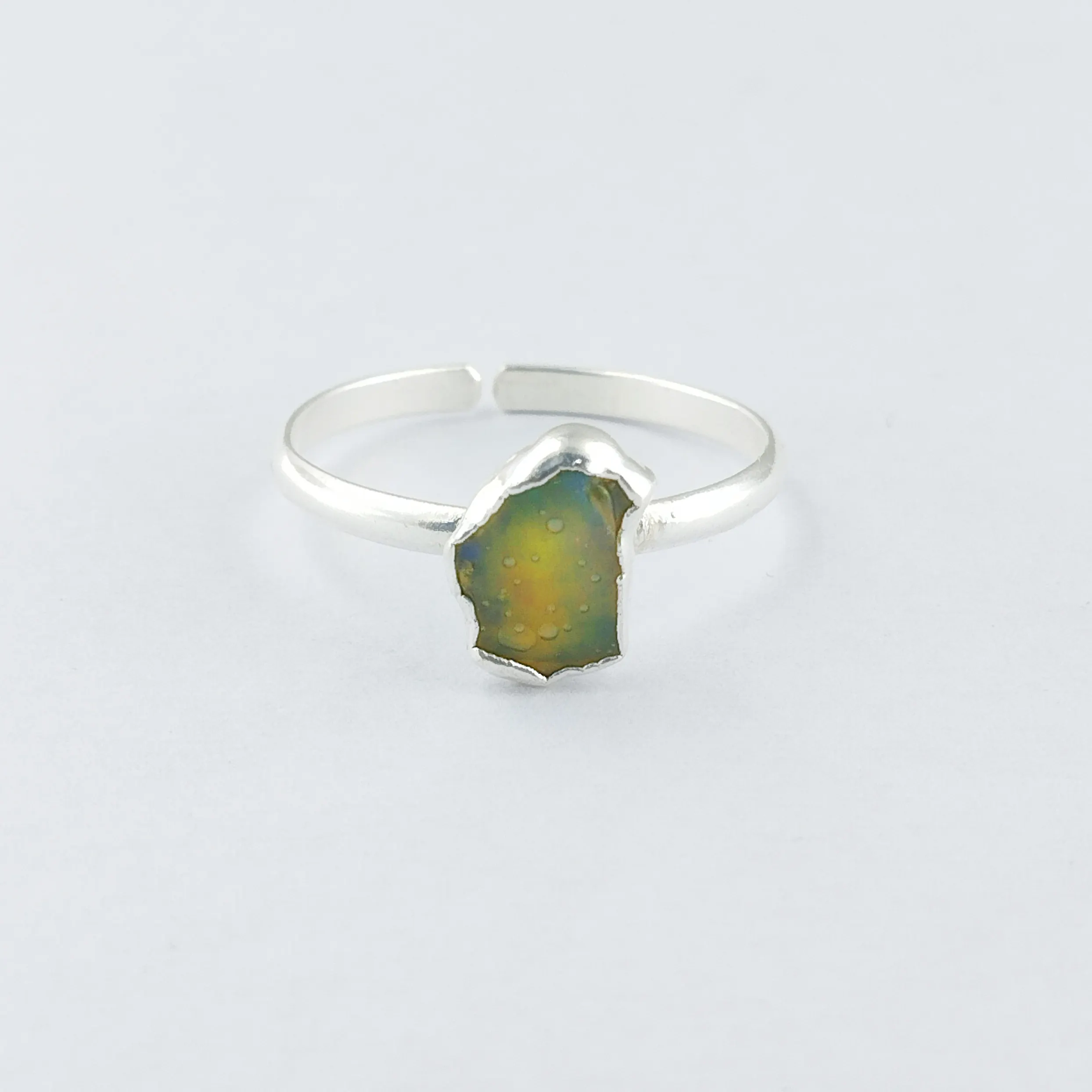 Ethiopian Opal Raw Gemstone Rings, 925 Sterling Silver Adjustable Rings, Silver Plated Rings gemstone jewelry