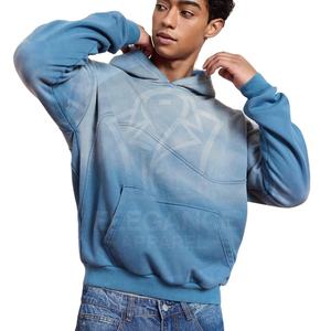 Sudadera con capucha bordada con degradado de manga larga con forro polar holgado para hombre, sudaderas con capucha de gran tamaño a la moda para hombre - Product Image 1