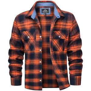 เสื้อเชิ้ตผ้าสักหลาดผ้าฝ้าย100% แขนยาวเสื้อแจ็กเก็ตลายสก็อต2กระเป๋า250 GSM bespoke ฉลากส่วนตัว - Product Image 5