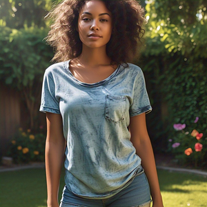 Lavage à l'acide Vintage Tee Shirt Ladies Summer Top Sportswear Stone Wash T Shirt Casual Light Quick Dry T-Shirt - Product Image 6