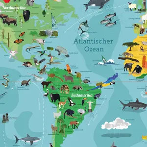 Carte du monde moderne pour enfants XL, grand affiche colorée représentant notre monde - Product Image 4