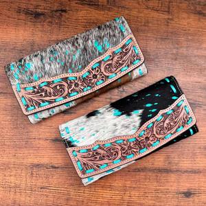 New Design Hand Tooled Carving Leather Wallet Clutch <b>Phone</b> Case Card Stylish Cowhide Wallet Multi Uses Western Leather Wallets - Product Image 4