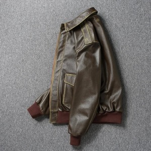 Veste en cuir de couleur unie de conception OEM personnalisée Nouveau style Streetwear Veste en cuir pour femmes et hommes - Product Image 2