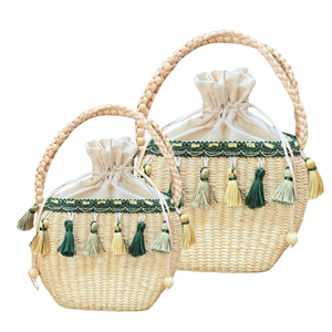 Chic Hobo Sacs à main à la main en jacinthe d'eau Sac à main durable à la mode avec doublure en coton et deux poignées - Product Image 1