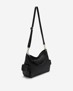 Sac Hobo en Cuir Véritable Noir pour Femmes, Mode Candy, Sangle Unique, Poches Latérales, Sac à Bandoulière Décontracté, Fermeture Éclair Douce, Réglable - Product Image 5