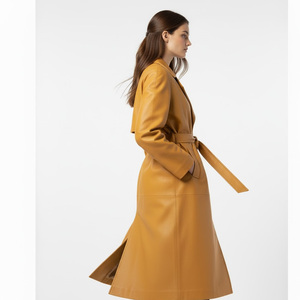 Manteau trench en cuir véritable pour femmes, fournisseur d'usine OEM, vente en gros, fabrication sur mesure, léger, respirant, vêtements d'extérieur décontractés et tendance - Product Image 6