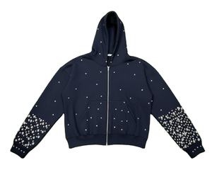 Sweat-shirts à capuche en coton 100% lourd, respirants, avec logo personnalisé en strass, style streetwear pour hommes et femmes, élégants pour l'hiver - Product Image 3