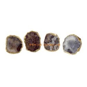 Set de 6 ronds de serviette de forme personnalisée en agate de créateur de luxe standard, décoration de table de taille personnalisée, ronds de serviette de table à manger pour la maison - Product Image 2